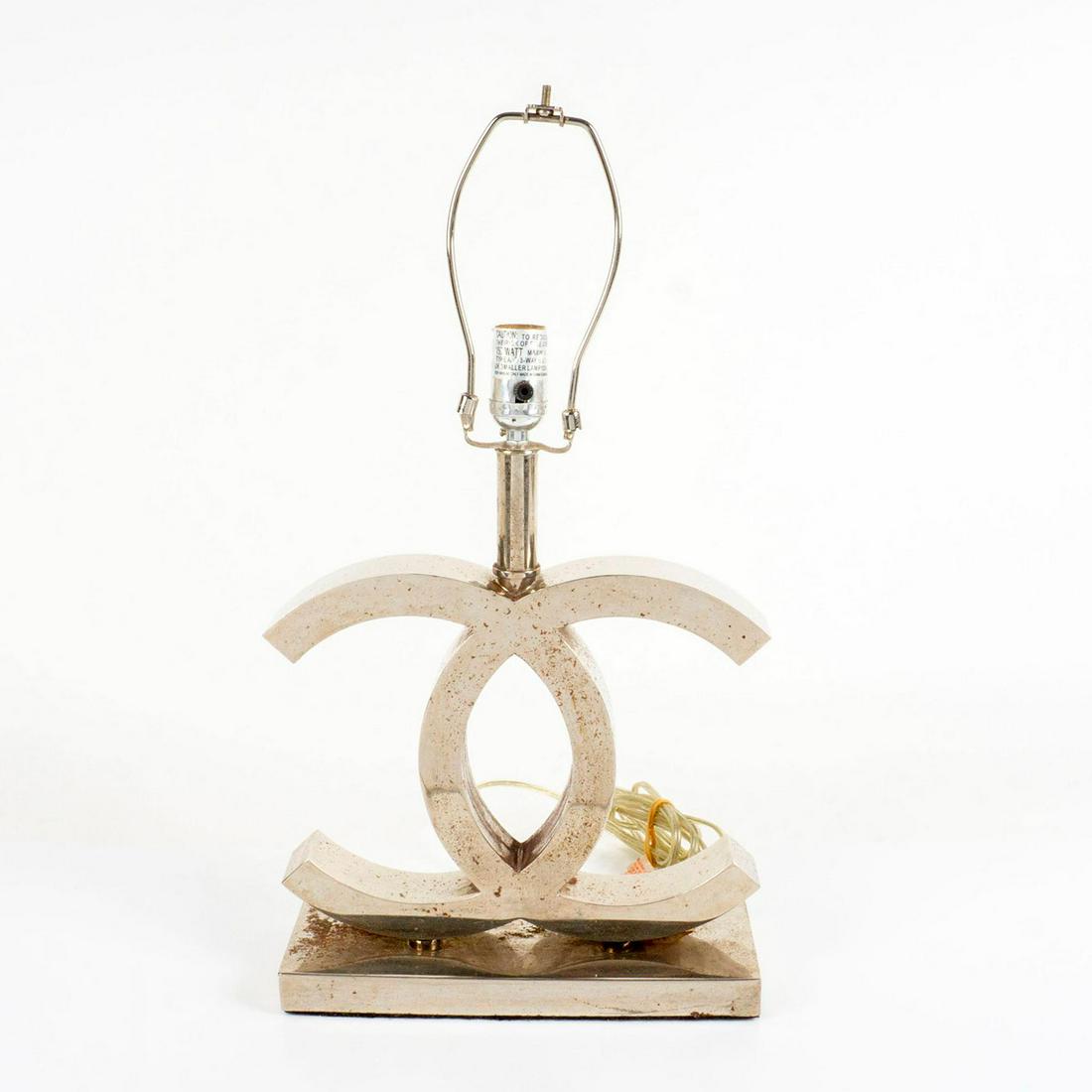 Vintage Double C Shaped Stainless Steel Table Lamp (1 of 5)