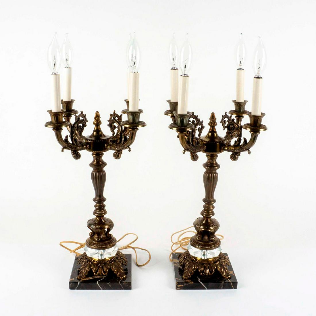 Pair of Candelabra Style Brass Table Lamps (1 of 6)