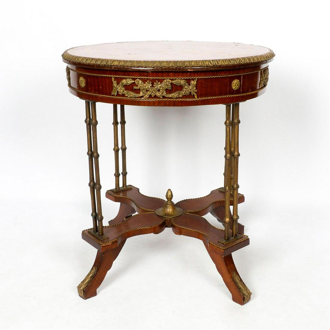 French Style Inlay Floral Side Table (1 of 5)