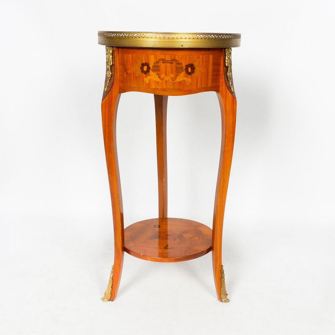 Louis XV Style Inlay Floral Side Table (1 of 5)