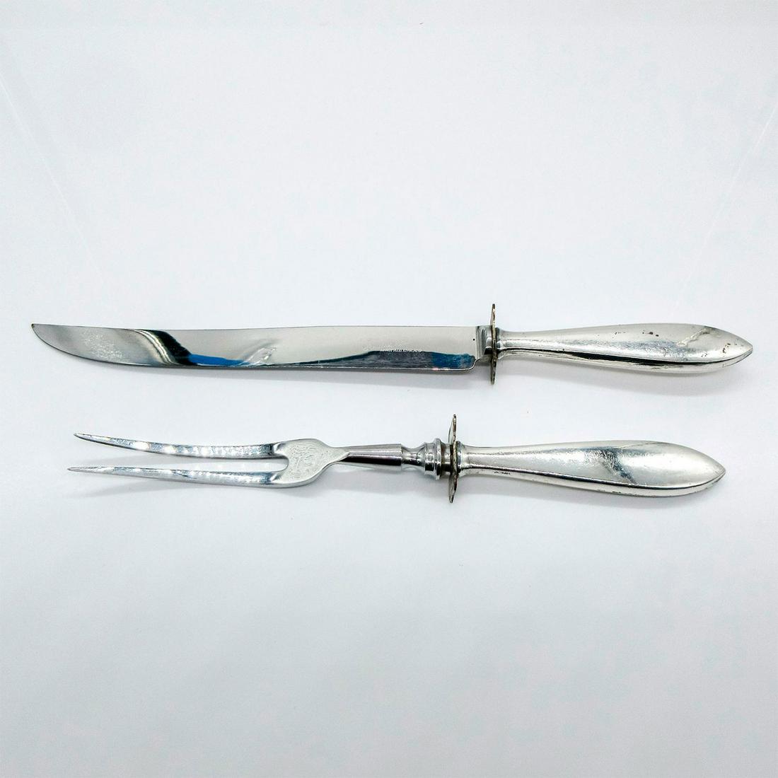2pc Vintage English Sterling Silver Carving Fork & Knife Set (1 of 5)