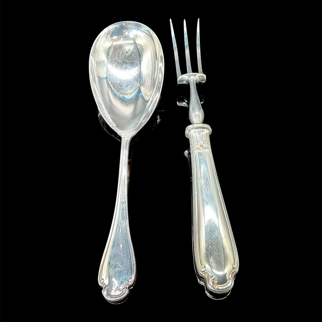 2pc Christofle Pompadour Silverplate Serving Spoon and Fork (1 of 3)