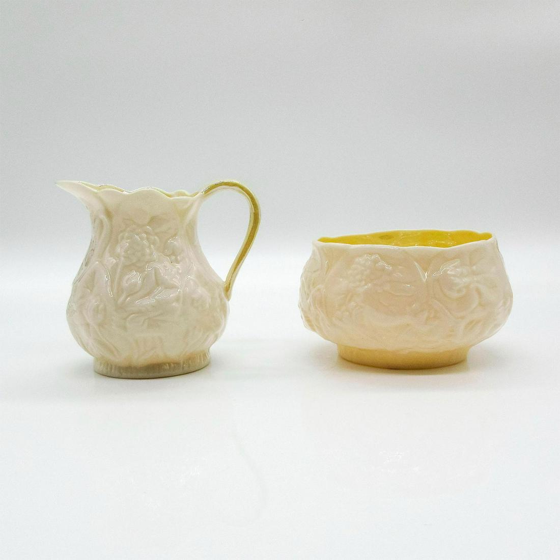 2pc Vintage Belleek Porcelain Set, Bowl/Mini Creamer (1 of 3)
