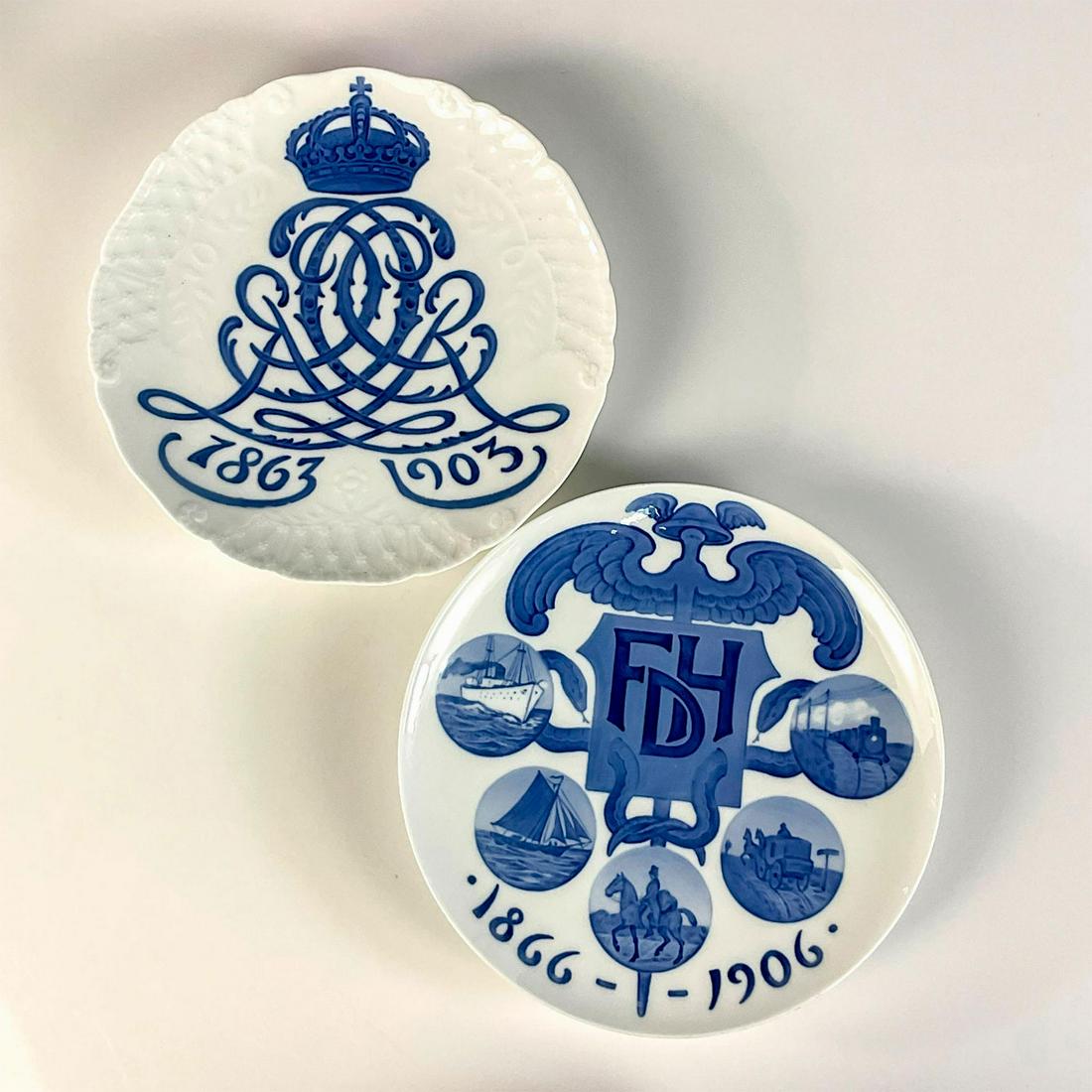 2pc Royal Copenhagen Porcelain Memorial Wall Plates (1 of 2)