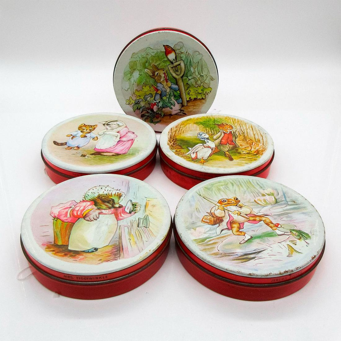 5pc Vintage Huntley & Palmers Beatrix Potter Biscuit Tins (1 of 3)