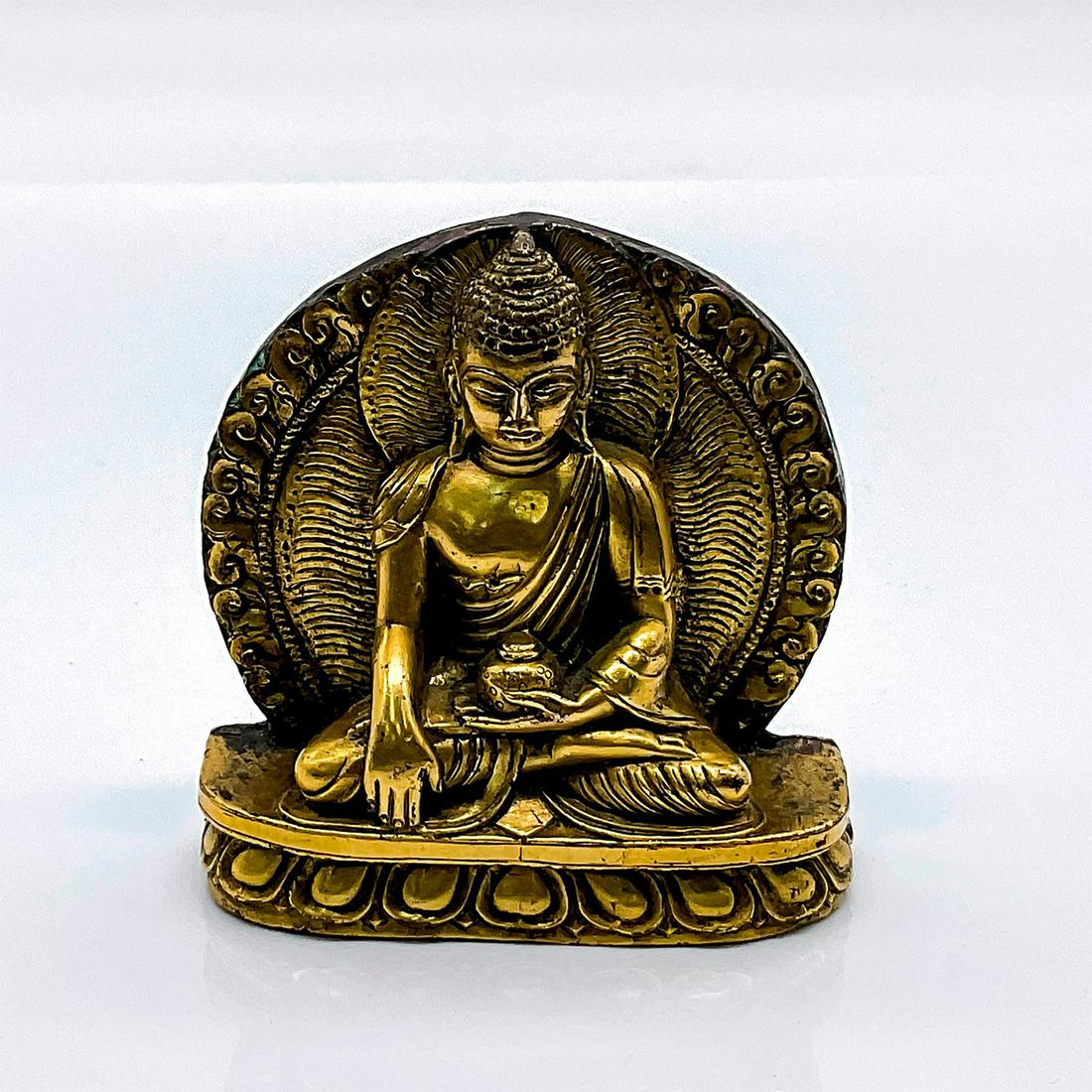 Antique Tibetan Gilded Bronze Medicine Buddha Statue (1 of 3)