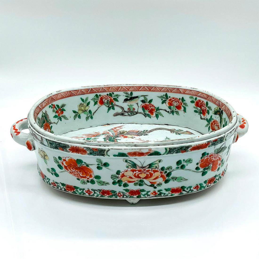 Antique Chinese Kangxi Period Famille Bird Jardiniere (1 of 4)