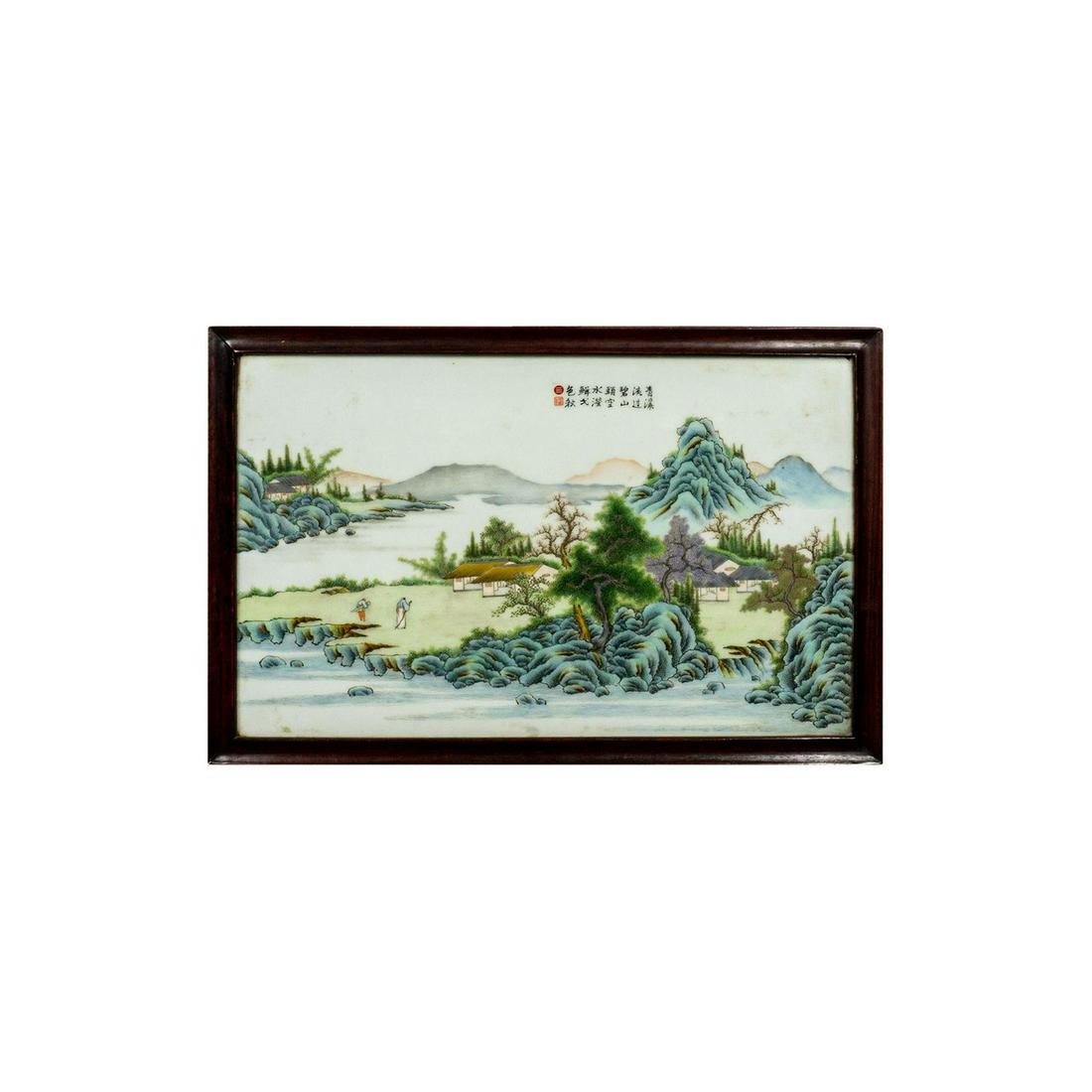 Chinese Republican Period Painted Porcelain Plaque Signed (1 of 5)