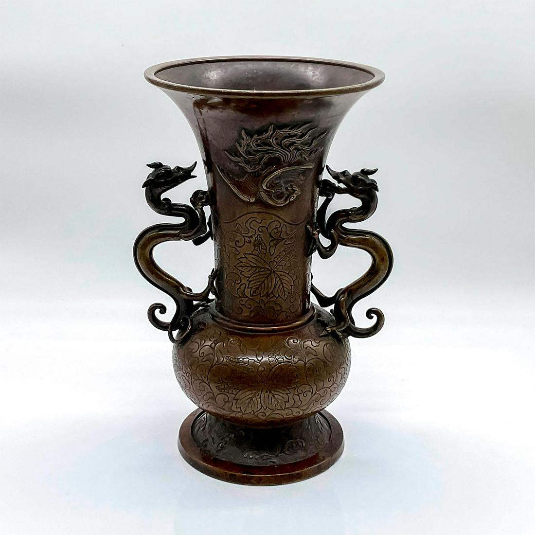 Antique Chinese Bronze Gu Vase with Shenlong Handles Mar 12, 2023
