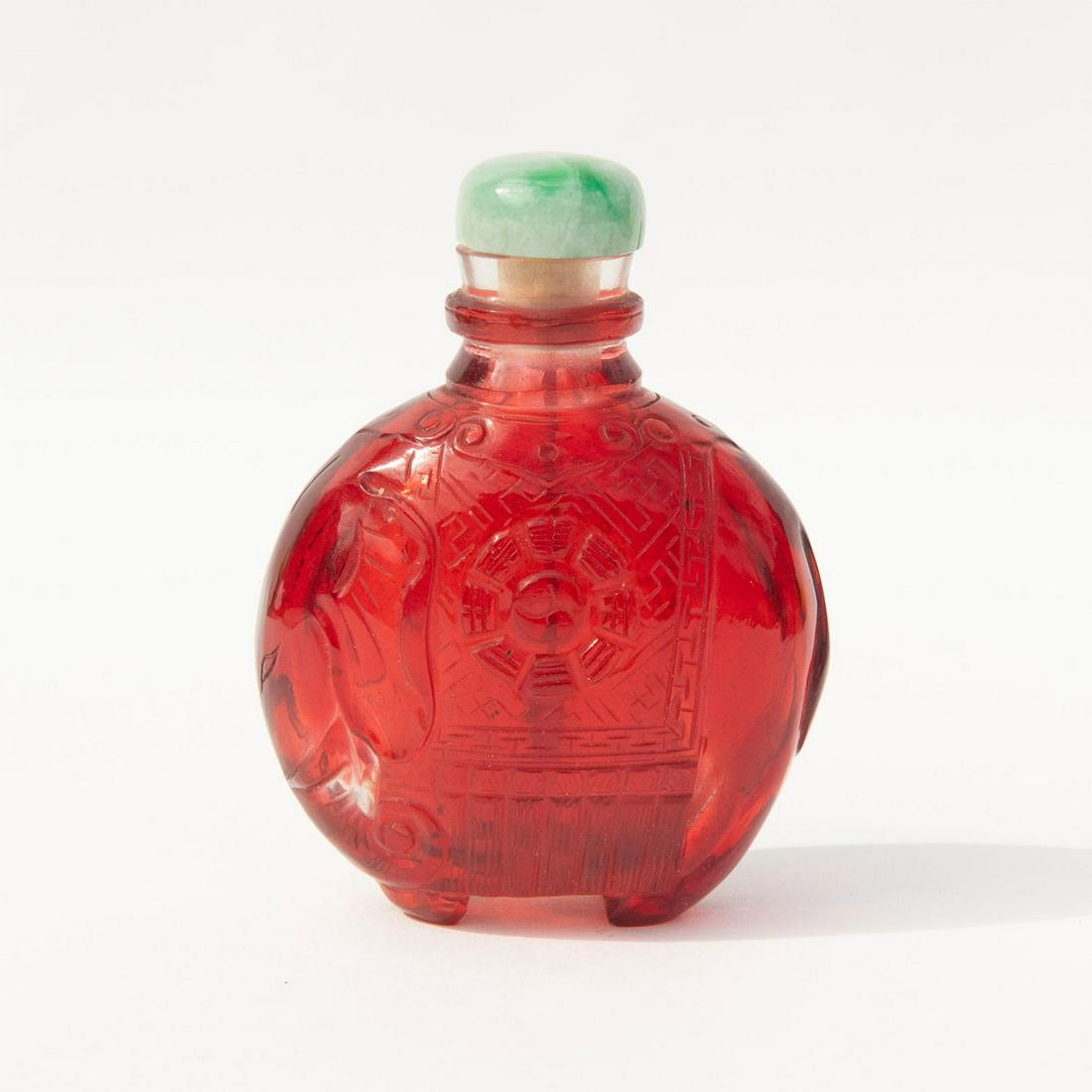 Antique Chinese Peking Glass Snuff Bottle with Stopper (1 of 4)