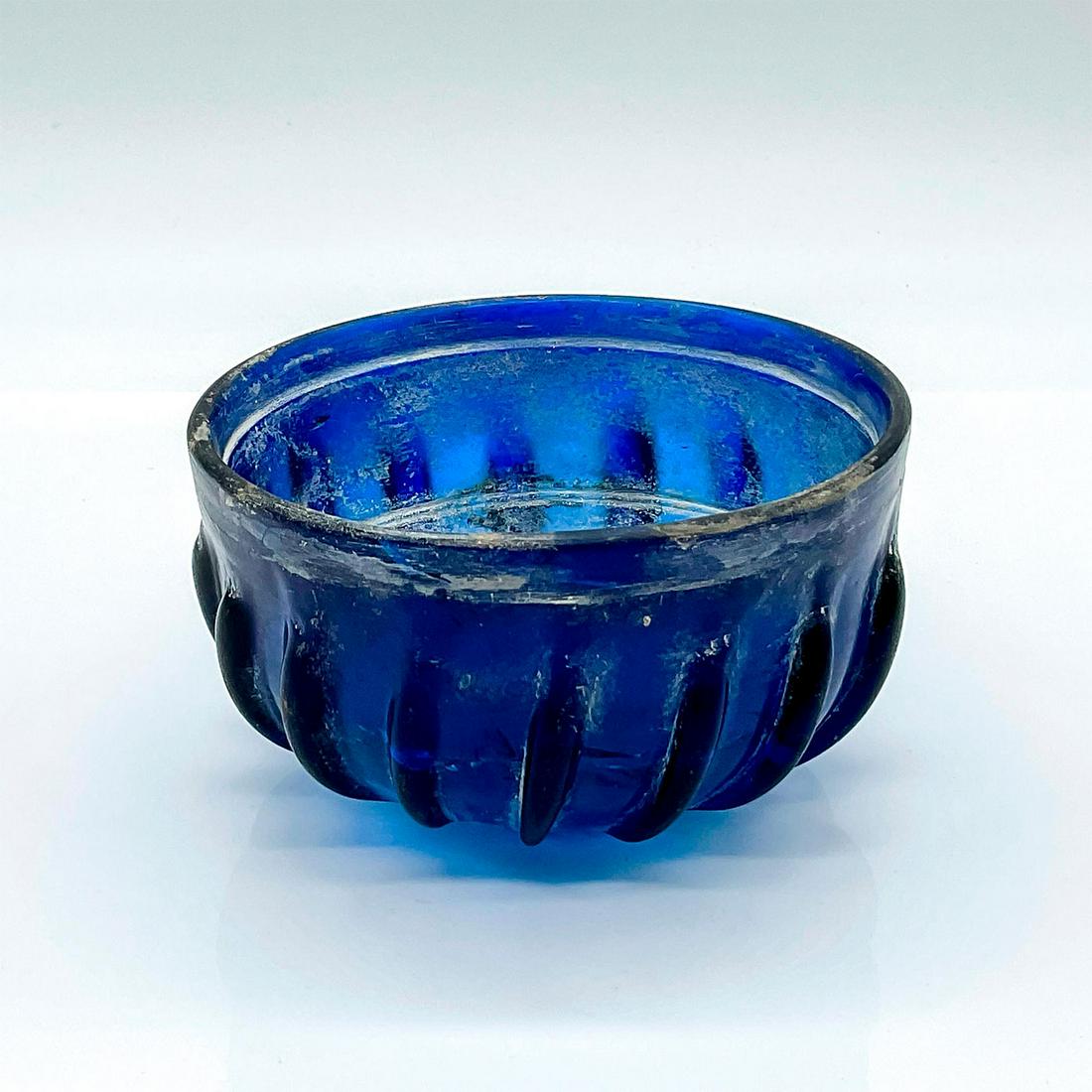 Ancient Roman Cobalt Blue Pattern Molded Glass Bowl (1 of 3)