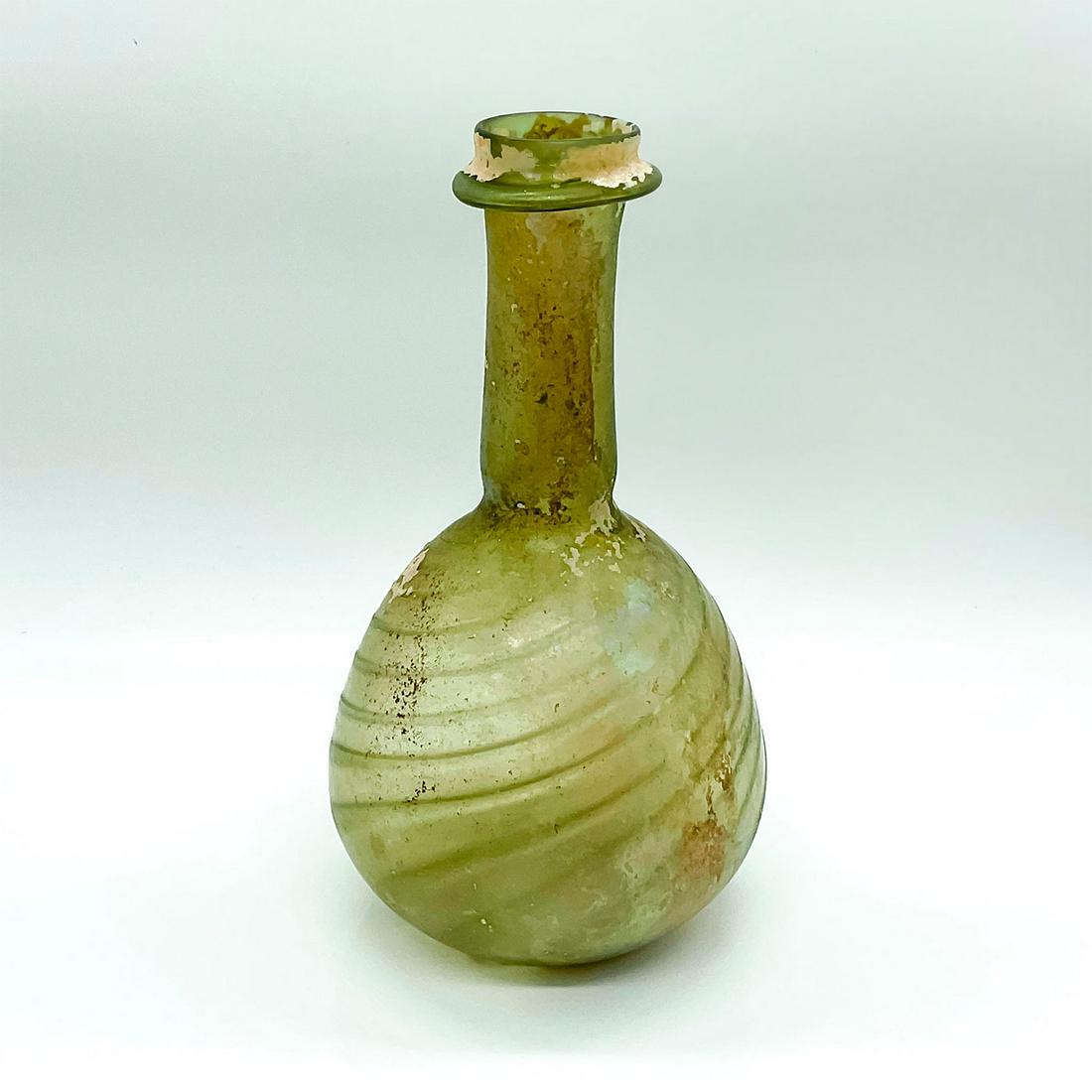 Ancient Roman Olive-Green Pattern Molded Glass Bottle (1 of 3)