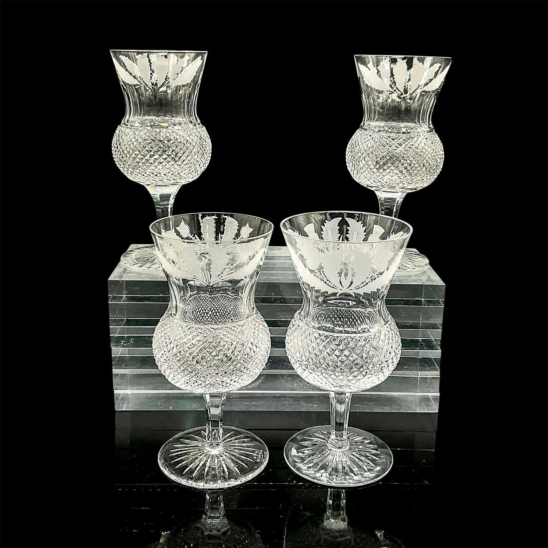 4pc Edinburgh Crystal Water Goblets, Thistle Pattern (1 of 4)