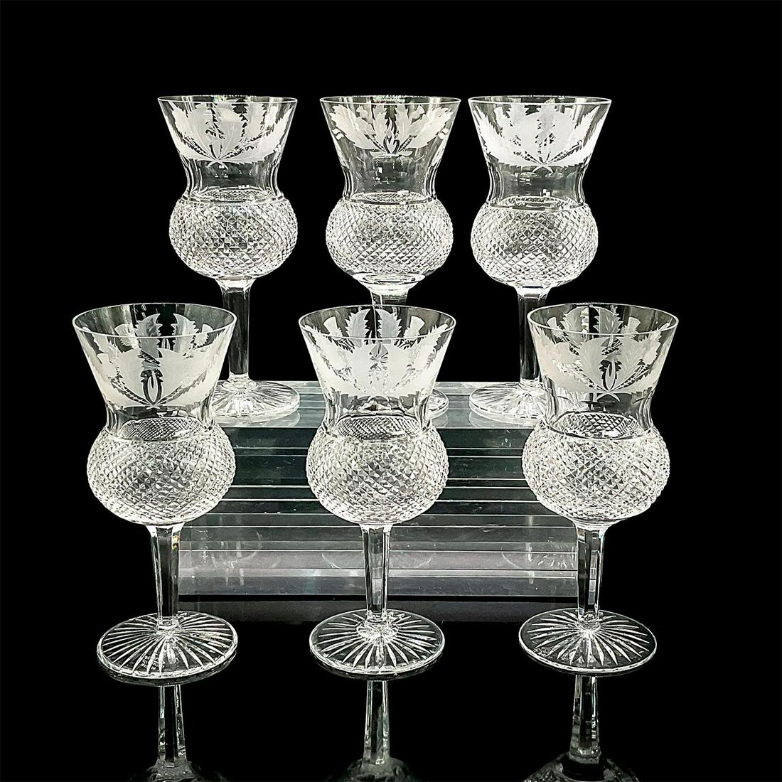 6pc Edinburgh Crystal Tall Water Goblets, Thistle Pattern (1 of 3)