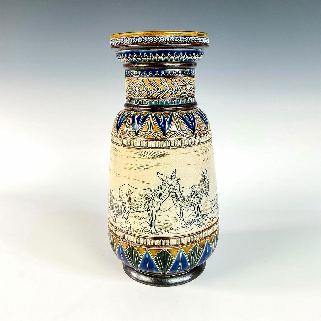 Doulton Lambeth Hannah Barlow Stoneware Vase, Donkeys (1 of 3)