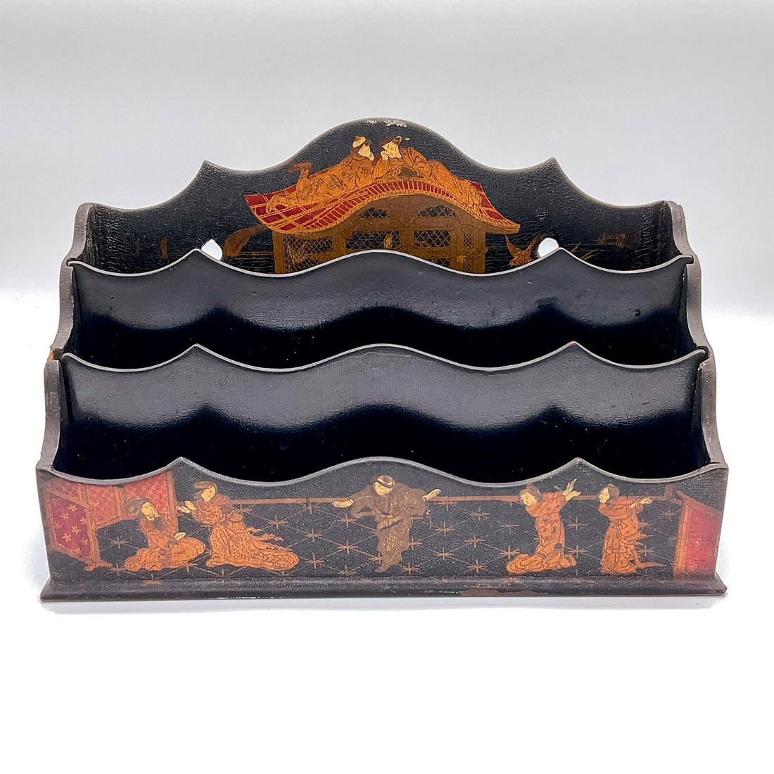 Chinese Black Lacquer and Gilded Letter Holder (1 of 5)