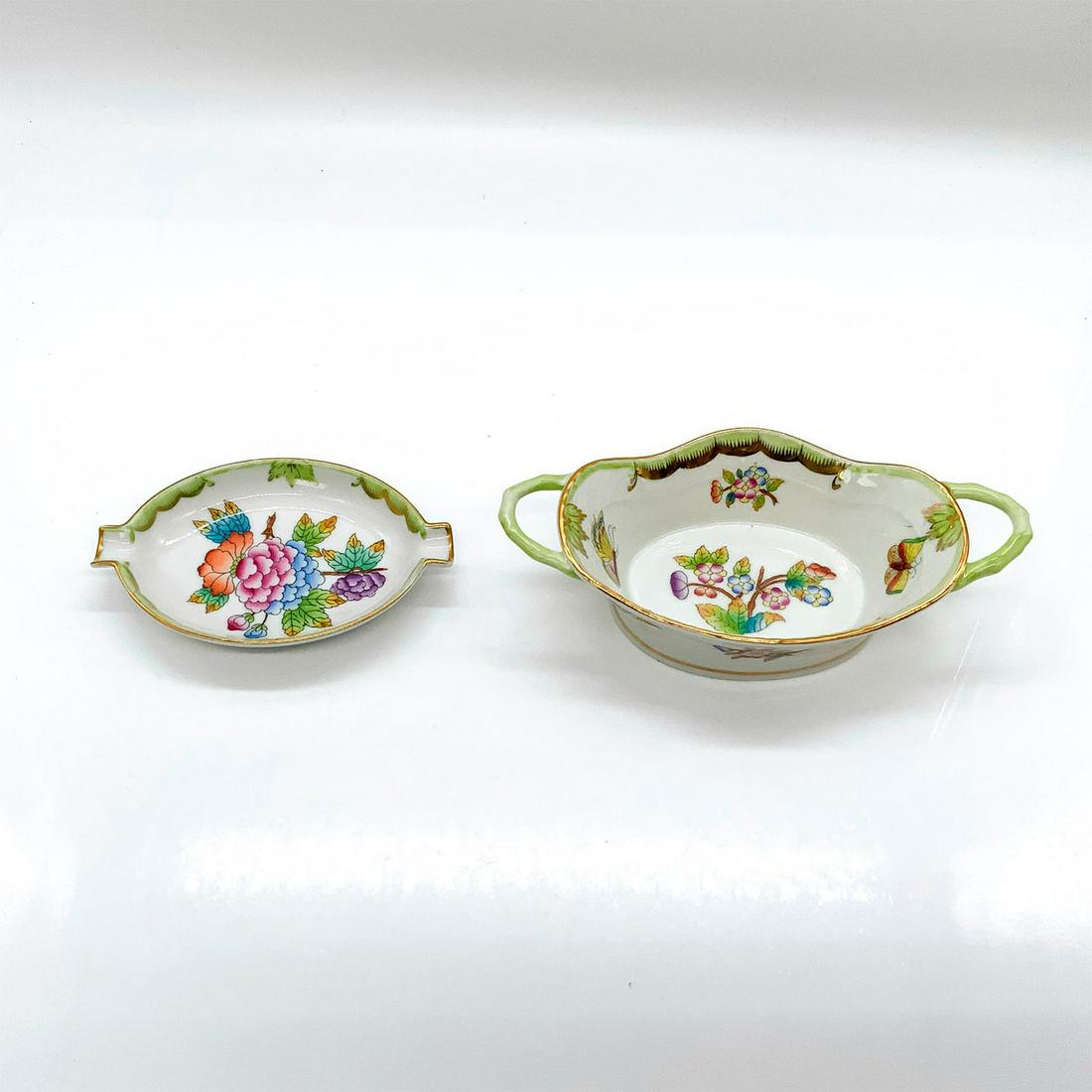 2pc Herend Porcelain Pin Tray and Oval Basket with Handles (1 of 4)