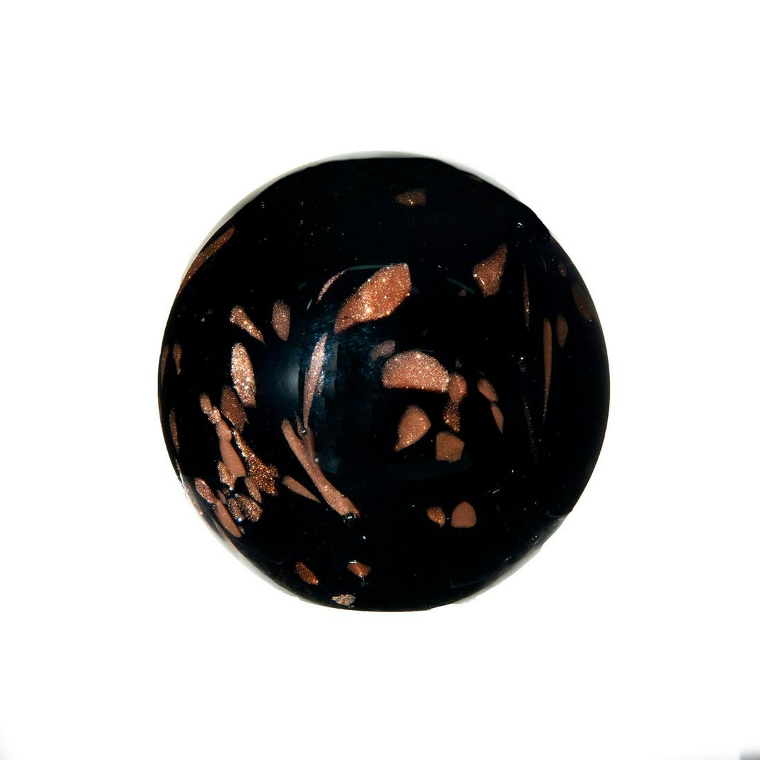 Murano Glass Orb Paperweight, Black with Gold (1 of 4)