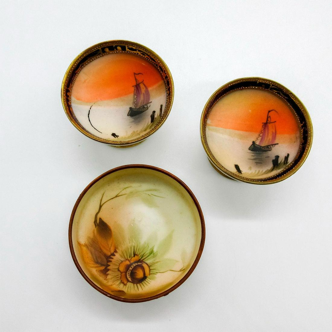 3pc Antique Nippon Porcelain Footed Salt Cellars (1 of 3)