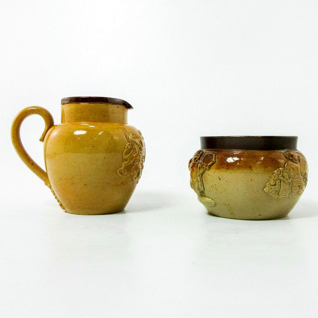 Antique Doulton Lambeth Stoneware Mini Pitcher and Dish (1 of 4)