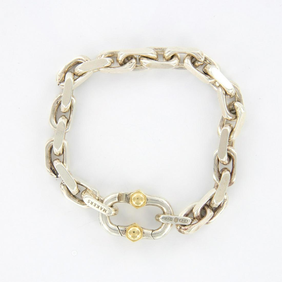 Tiffany & Co Makers Wide Chain Bracelet 18K Gold & Silver (1 of 8)