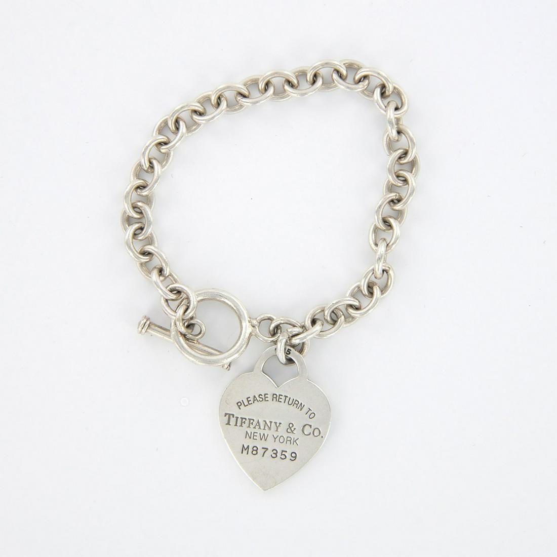Tiffany & Co Sterling Silver Heart Shaped Tag Charm Bracelet (1 of 8)