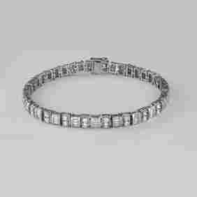 14k White Gold Baguette Diamond Bracelet, 8.00ct (1 of 14)