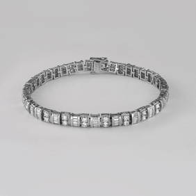 14k White Gold Baguette Diamond Bracelet, 8.00ct (1 of 14)