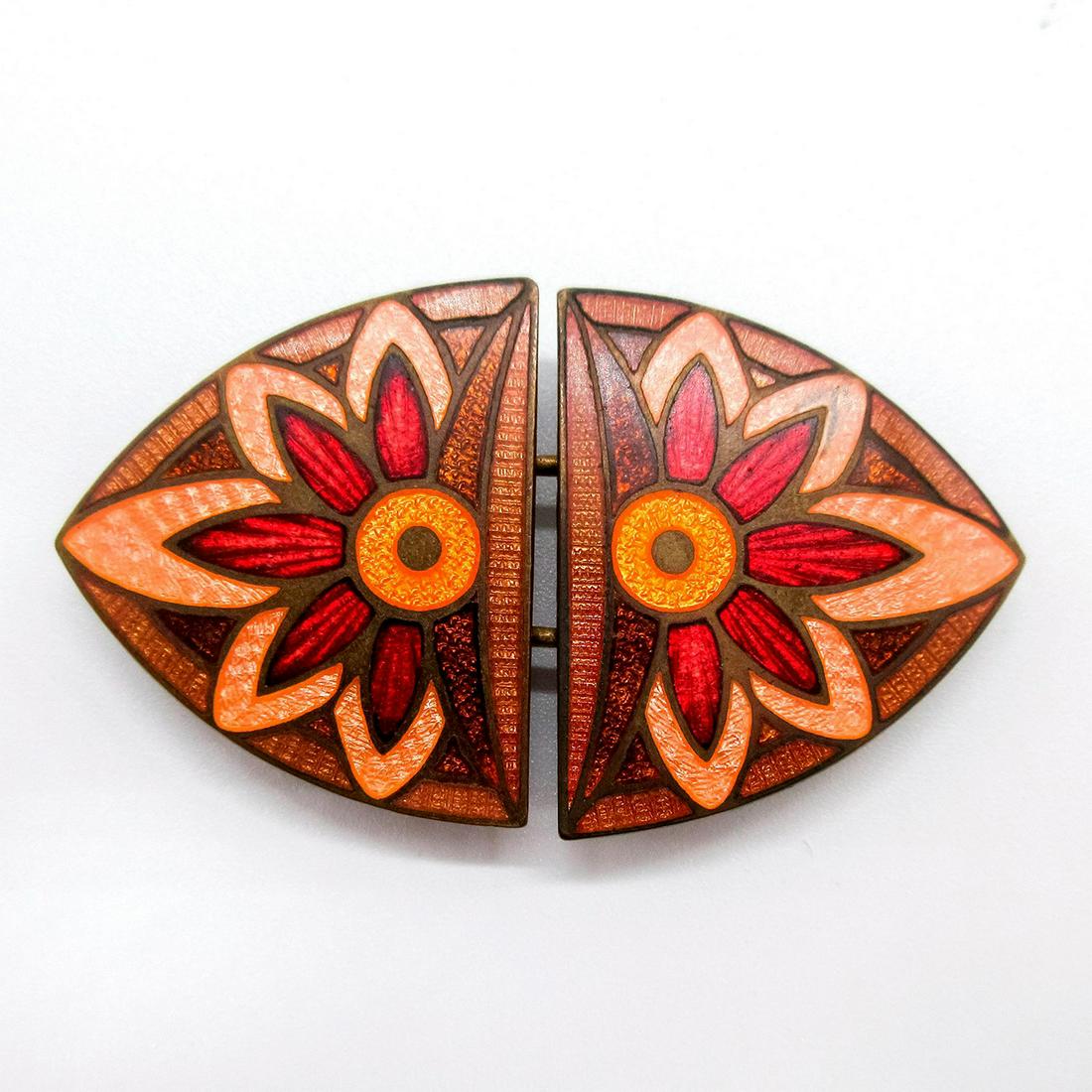2pc Metal Enamel Flora Cloak Clasp (1 of 4)