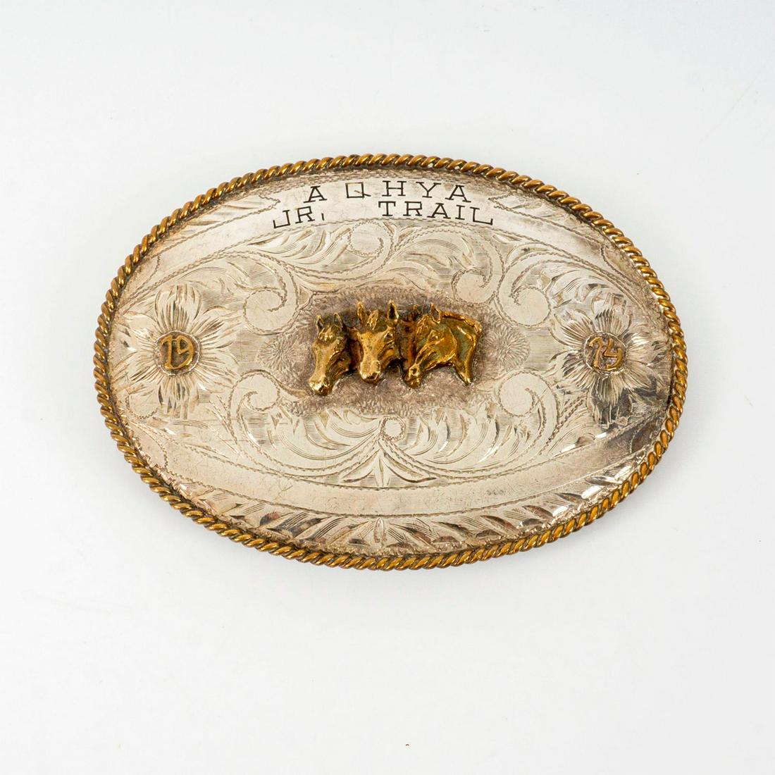B-K Silversmiths AQHYA World Show Western Belt Buckle (1 of 3)