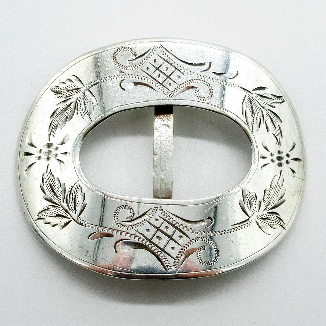 American Sterling Silver Engraved Belt Buckle (1 of 4)