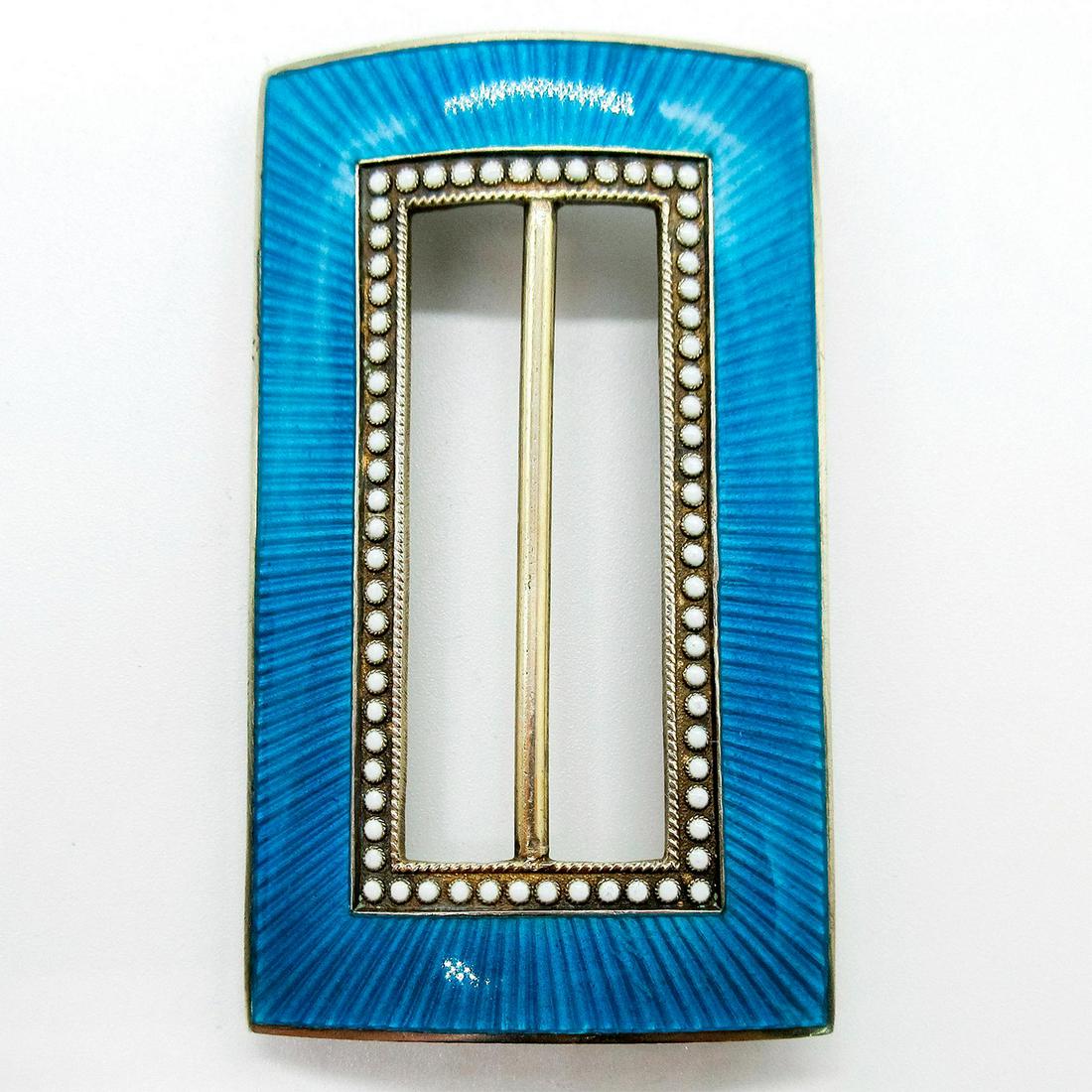 Sterling Decorative Enamel Belt Buckle (1 of 3)
