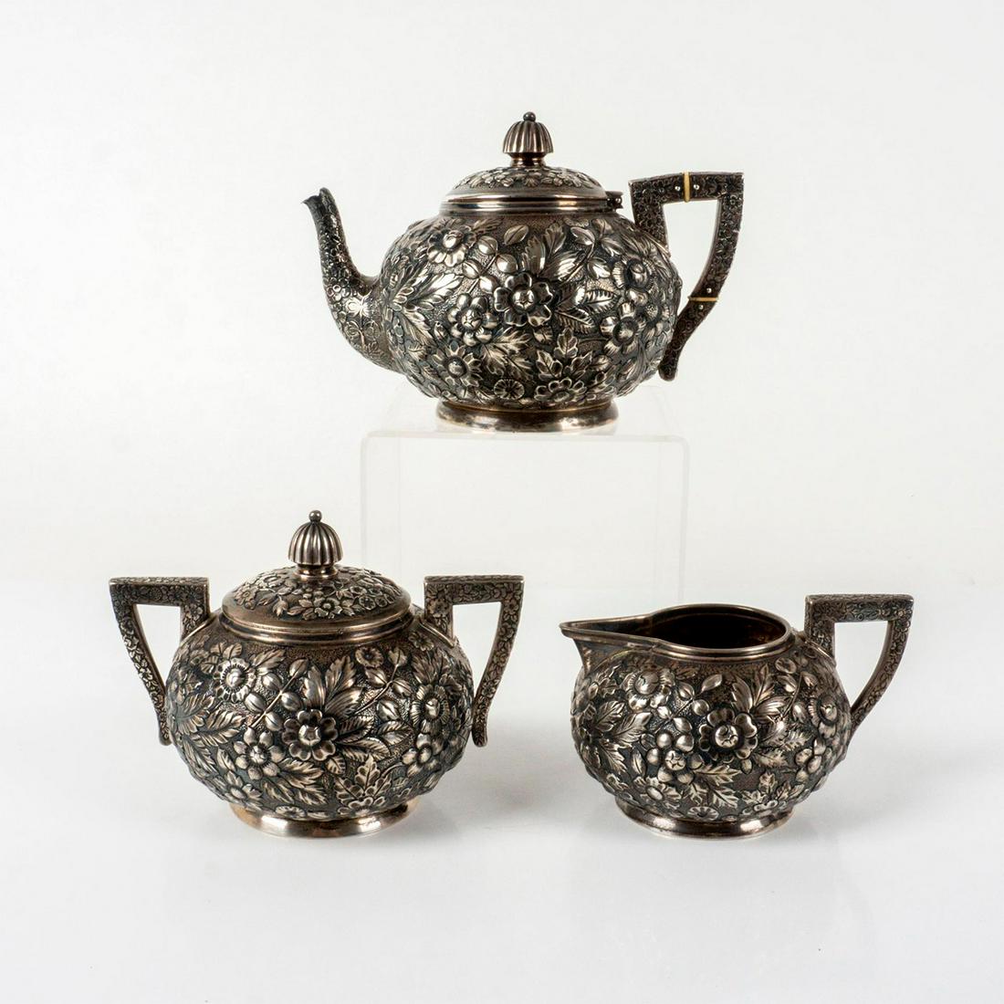 3pc Antique American Duhme & Co Sterling Silver Tea Set (1 of 4)