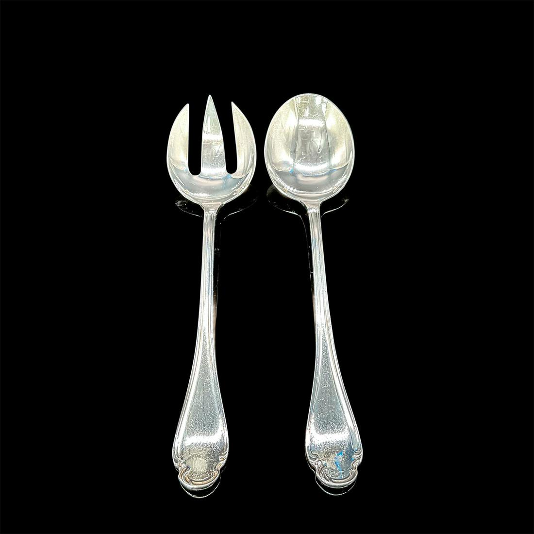 2pc Christofle Pompadour Silverplate Salad Fork and Spoon (1 of 3)