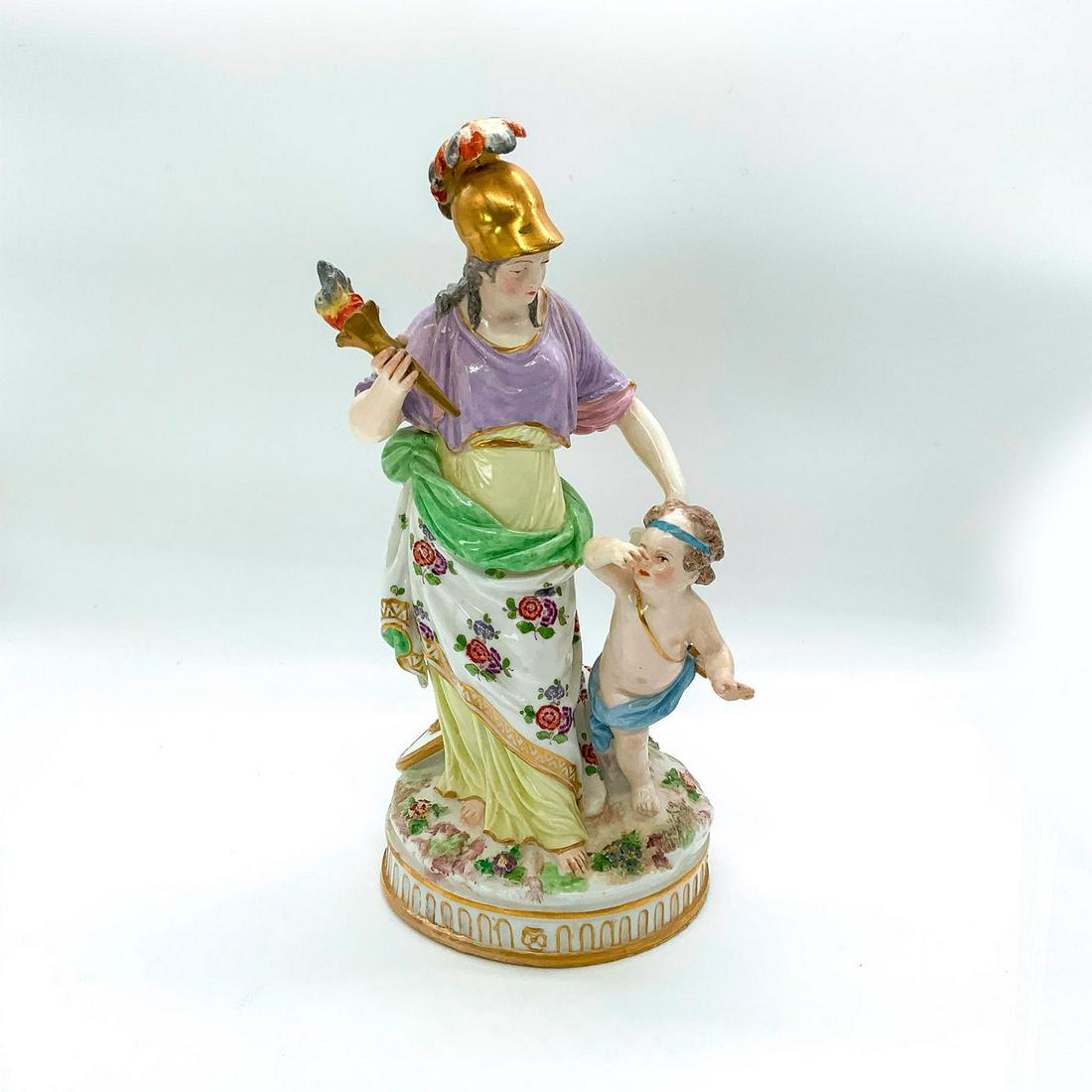 Sitzendorf Porcelain Figurine, Woman Warrior with Cherub (1 of 5)