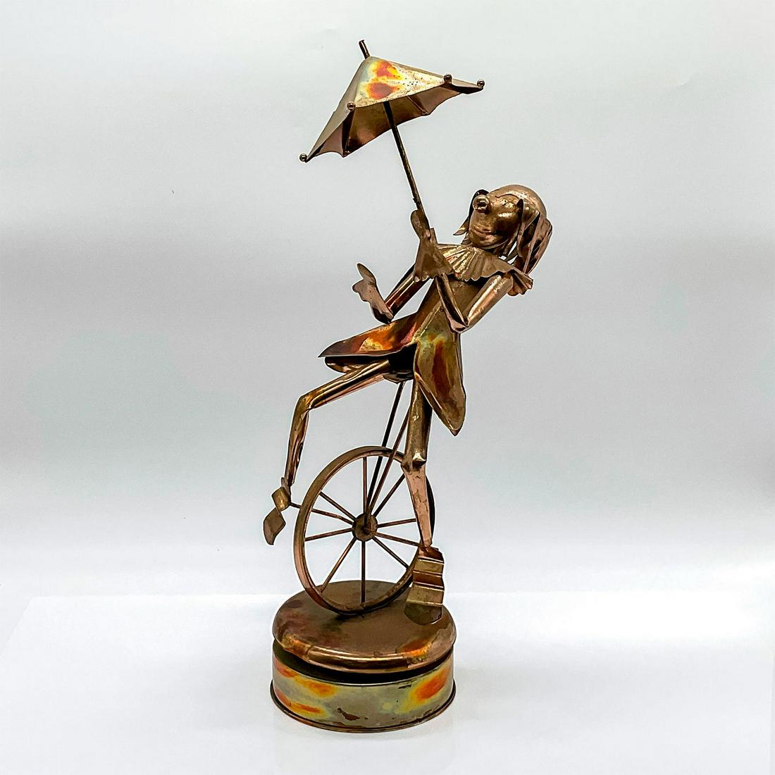 Vintage Copper Music Box Sculpture Of A Clown
