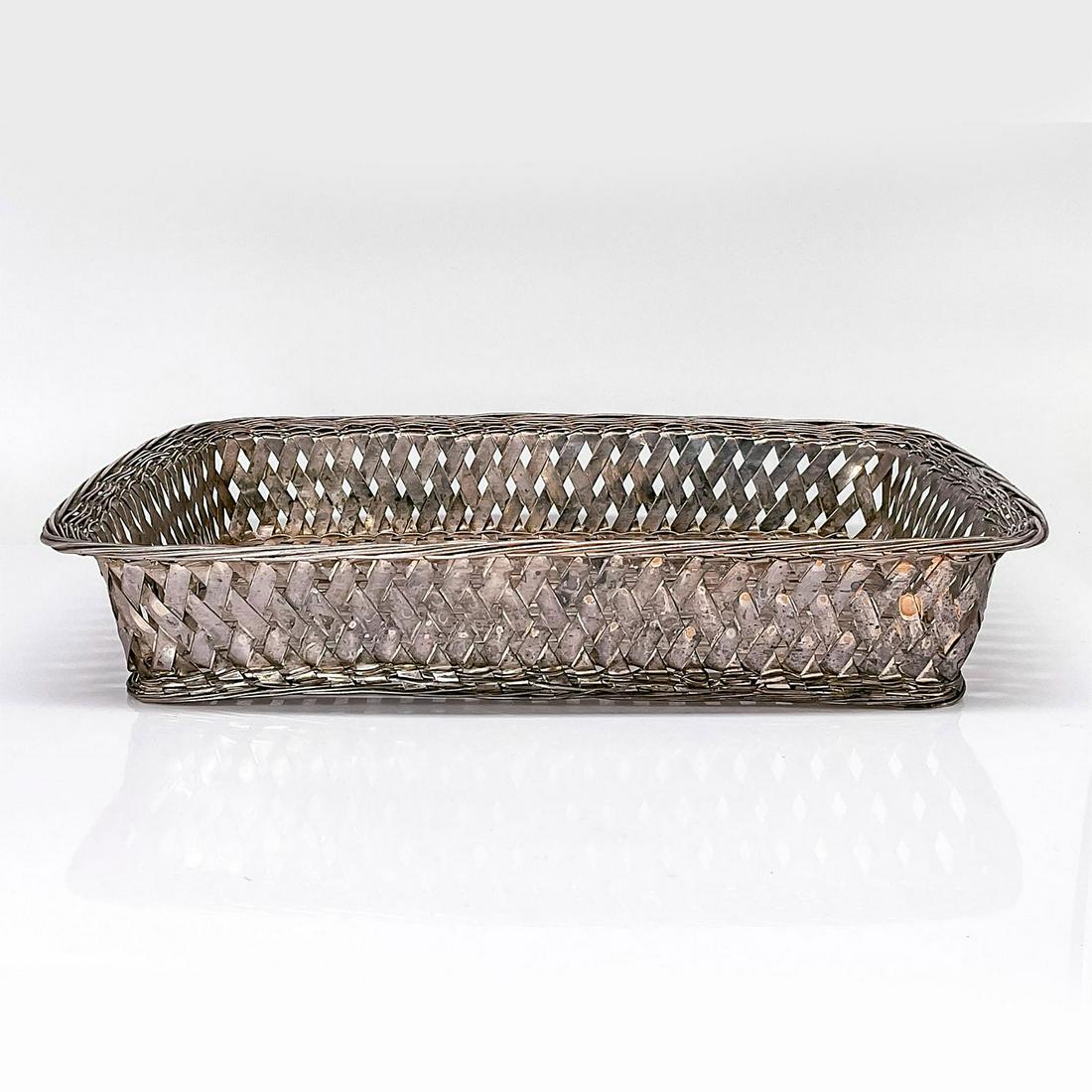 French Woven Silverplated Rectangular Basket (1 of 3)