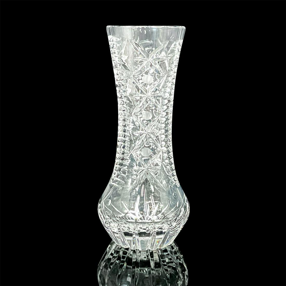 Cut Glass Flower Bud Vase with Star and Step Pattern (1 of 3)
