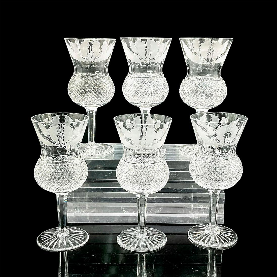 6pc Edinburgh Crystal Tall Water Goblets, Thistle Pattern (1 of 3)