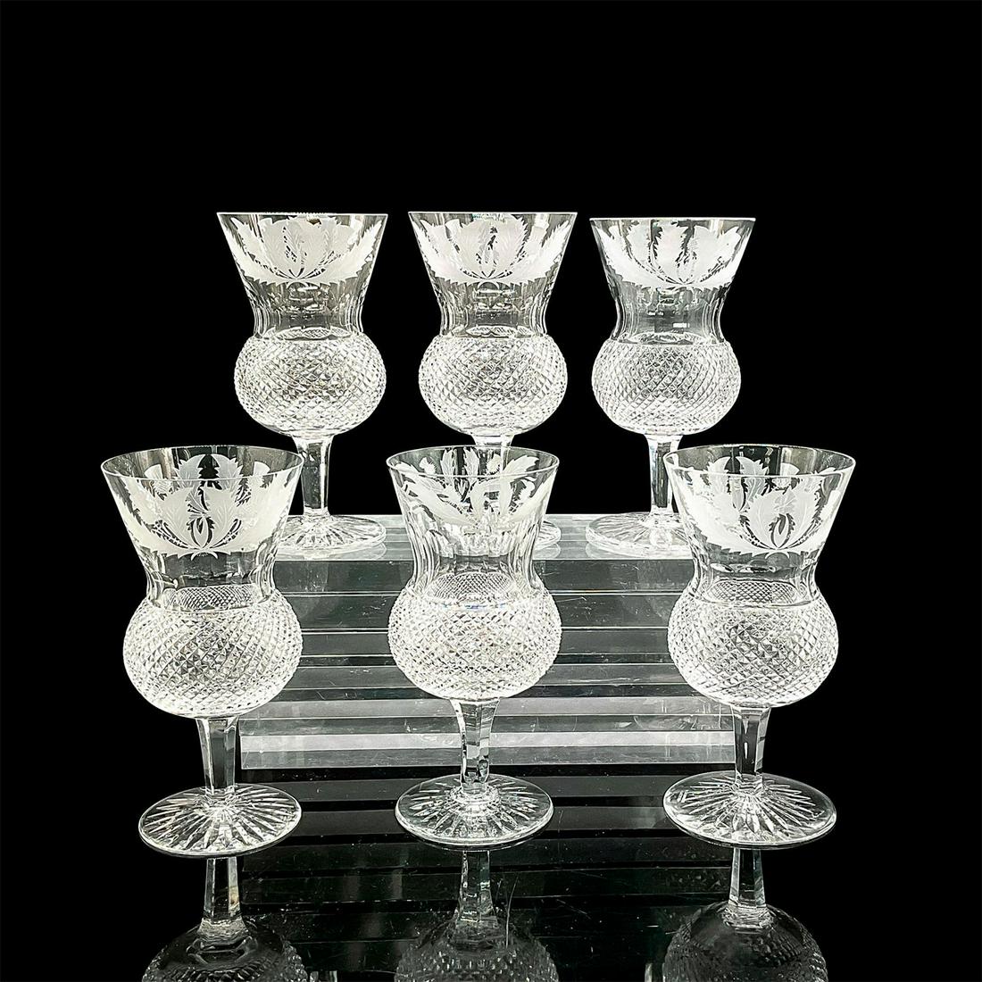 6pc Edinburgh Crystal Water Goblets, Thistle Pattern (1 of 4)