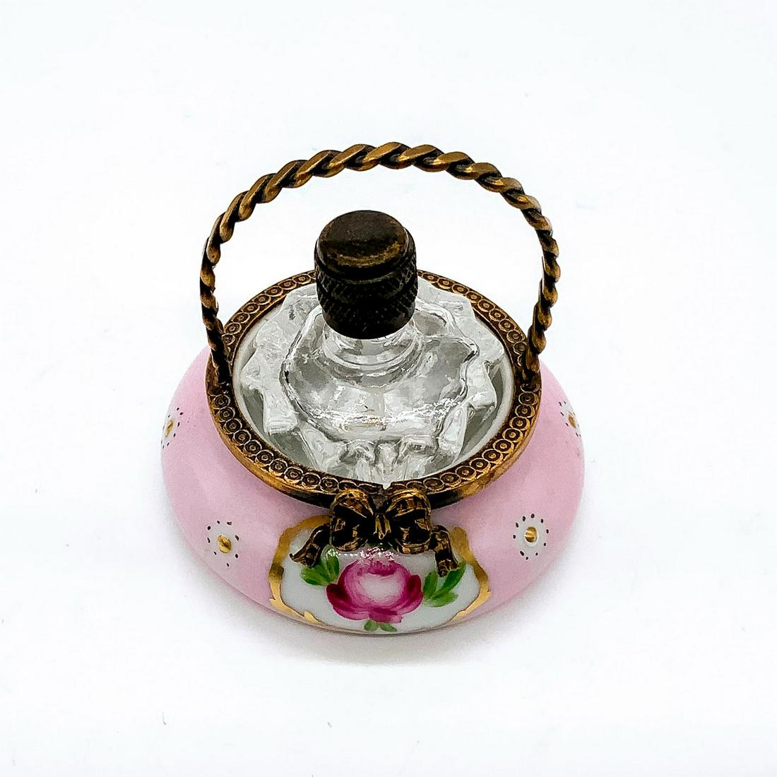 ML Limoges Miniature Porcelain Basket with Bottle (1 of 4)