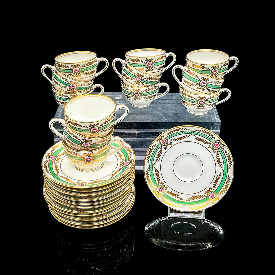 24pc Charles Ahrenfeldt Demitasse Cups + Saucers, Roses (1 of 3)