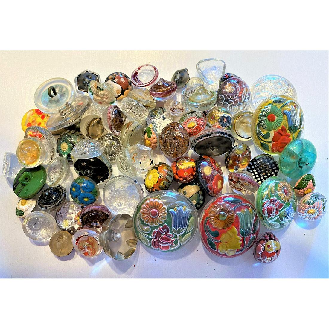 BAG LOT OF MOSTLY DIV 3-TWO PIECE CZECH GLASS BUTTONS (1 of 4)