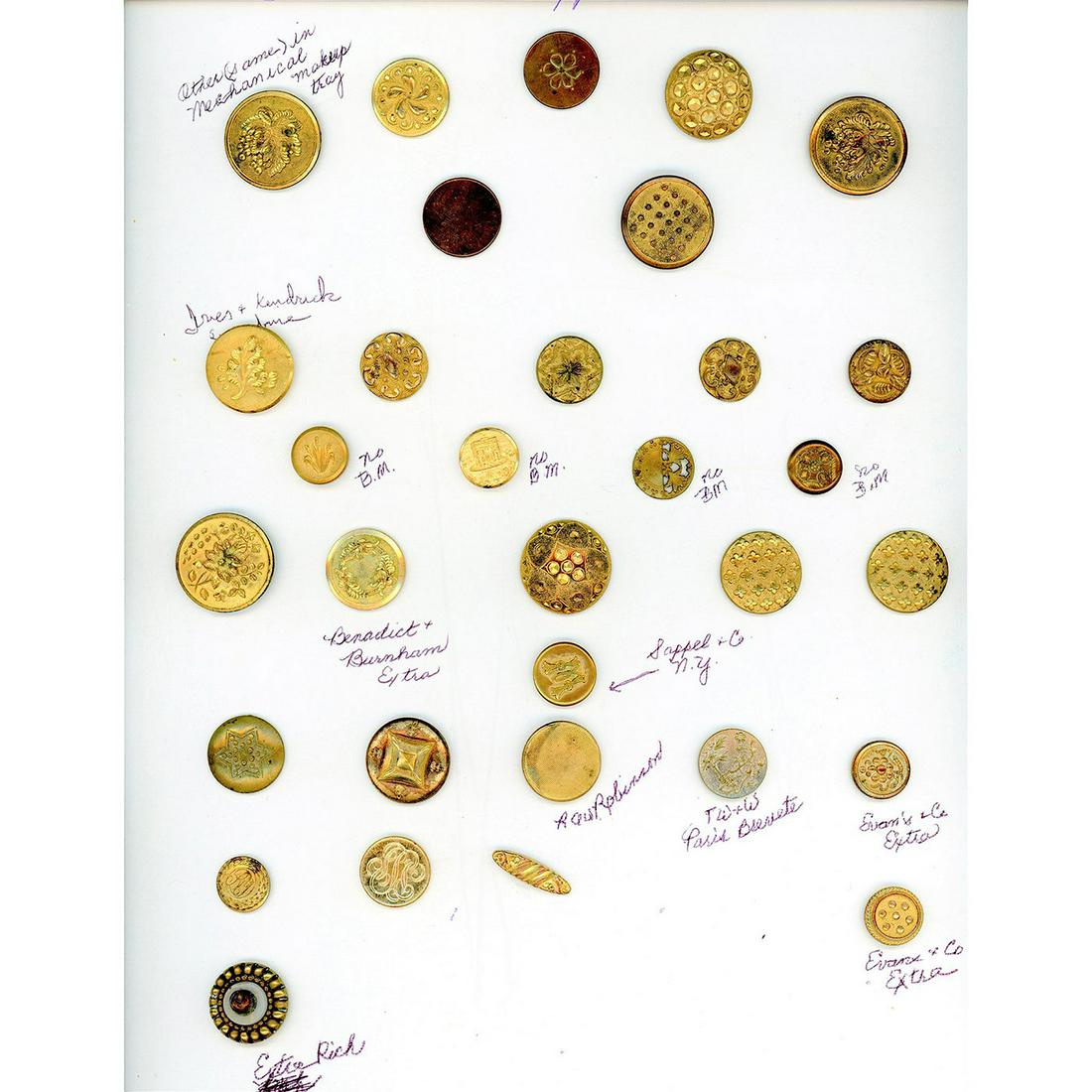 2 CARDS OF DIVISION ONE GILDED METAL BUTTONS (1 of 5)