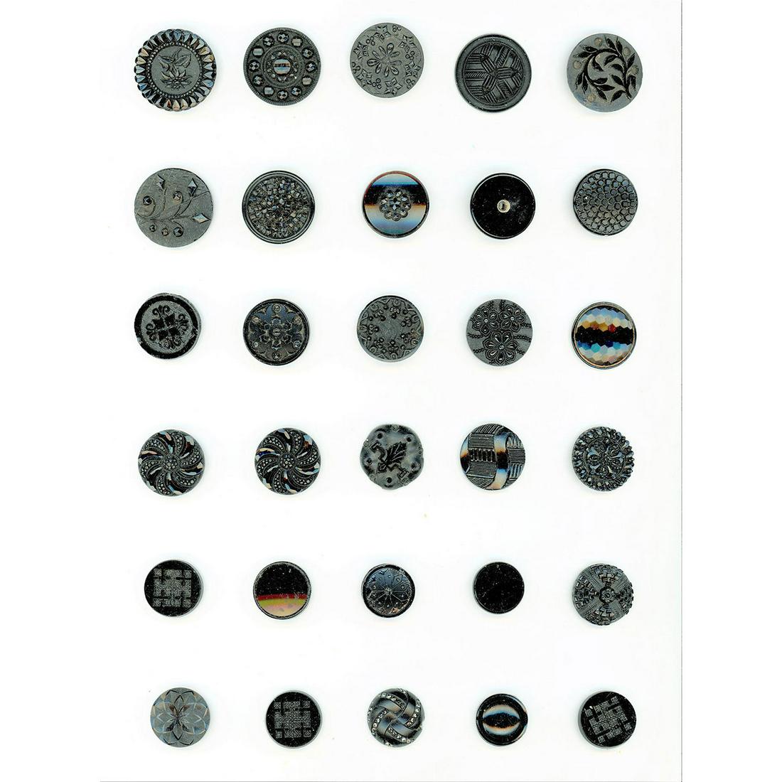 7 CARDS OF ADIV 1 & 3 ASSORTED BLACK GLASS BUTTONS (1 of 8)