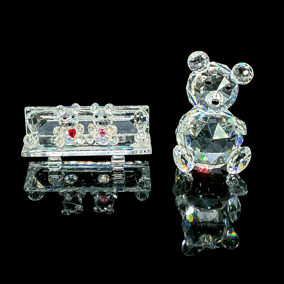 2pc Swarovski Figurines, Teddy Bear and Bears On Bench (1 of 4)