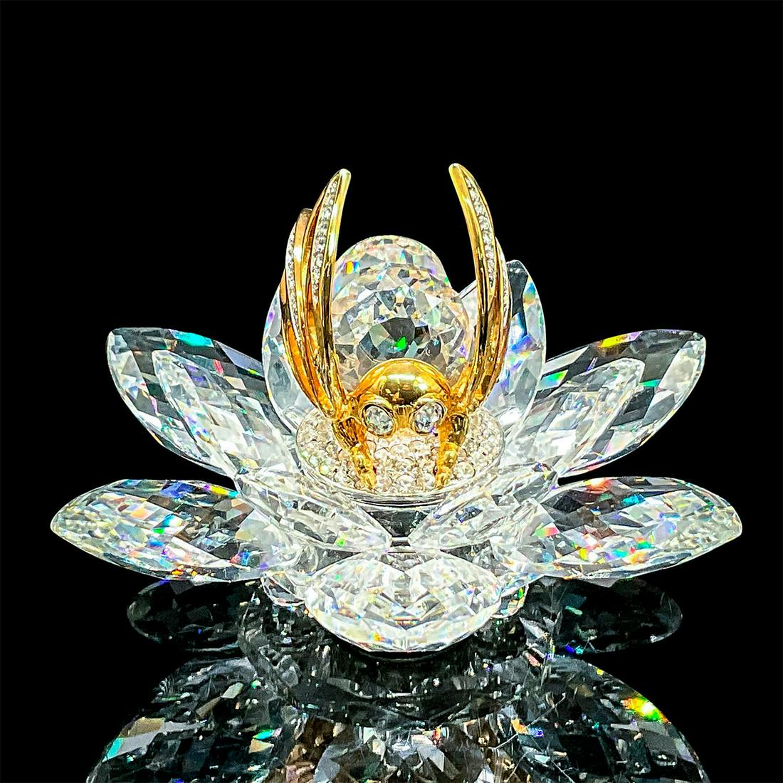 Swarovski Crystal Figurine, Gold Bee On Lotus (1 of 4)