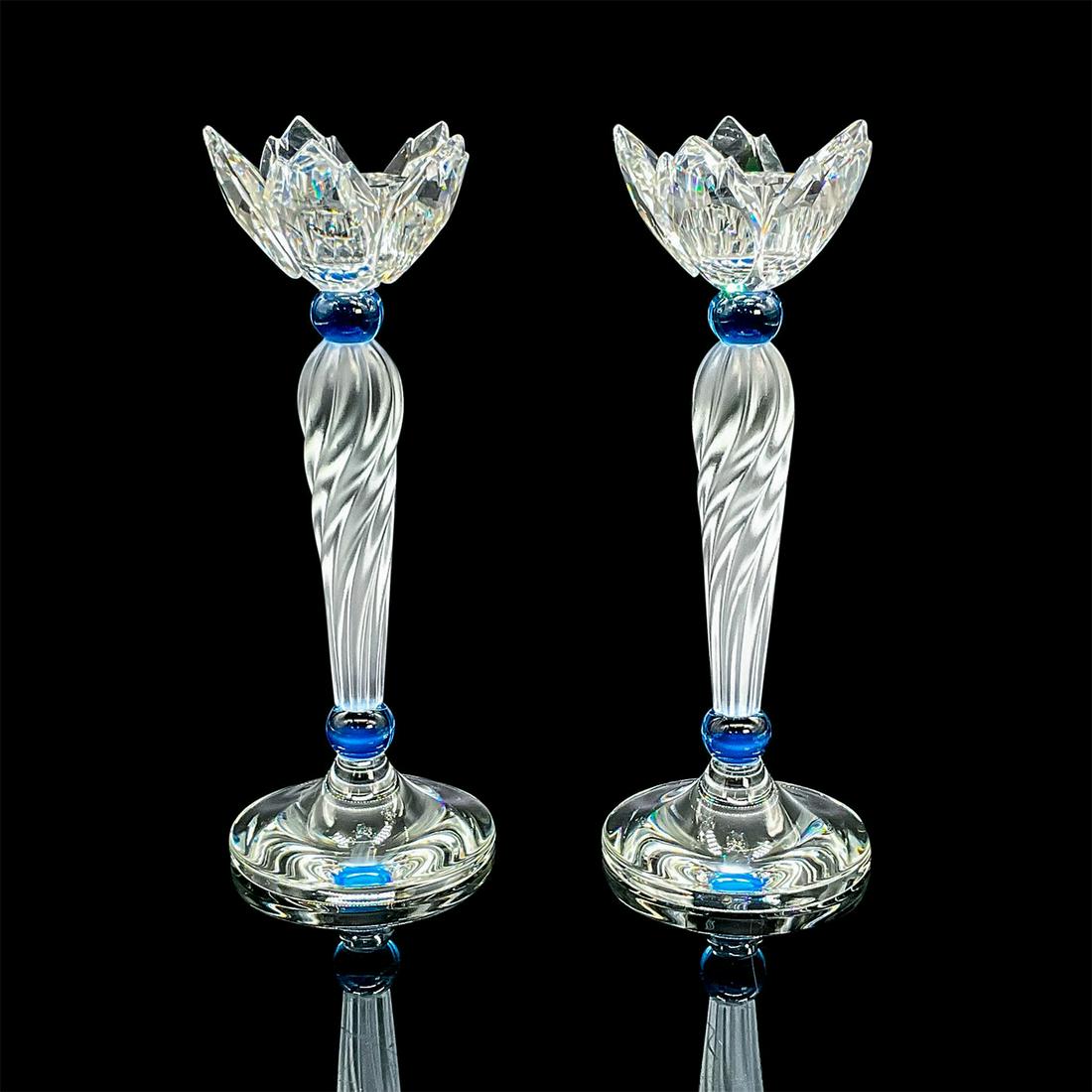 Pair of Swarovski Crystal Candlesticks, Blue Flower 207012 (1 of 3)