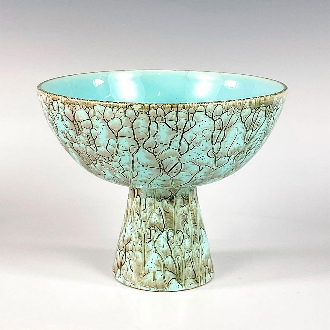 Charming Mid-Century Modern Delft Marbled Glaze Bird Bath (1 of 3)