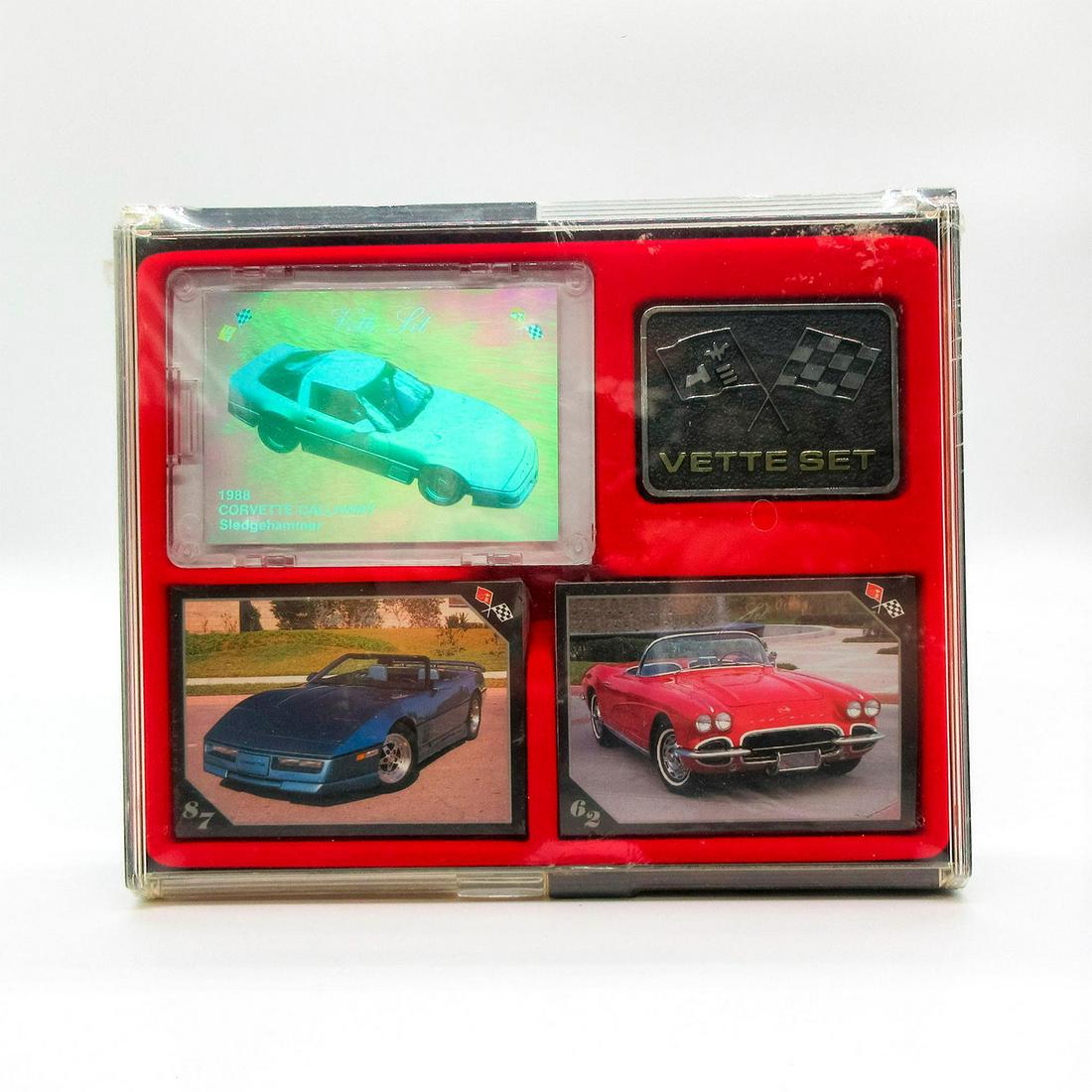 Inaugural Edition Corvette Collector's Cards, Sealed: Vette Set Trading Cards by Corvette. Includes 108 Premium Collector's Cards This item in its original casing. Factory sealed. Also includes Callaway Sledgehammer Hologram, Snap-It Deluxe Card Holder, 